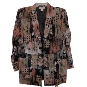 Kensington Square Vintage Jacket, navy and mauve colors, front pockets, M